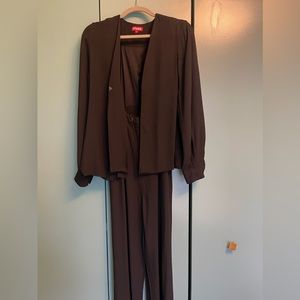 Staud black jumpsuit with open neckline